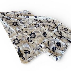 Russell Hampton Silk Jacquard Scarf 12 X 53 Blue White Rotary International